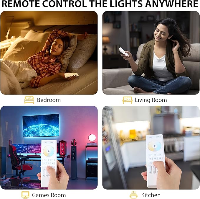 XXK 4-Zone 2.4G Wireless RF Remote Control, 99ft 360 Control, 4 Channel Group Control for Home CCT LED Strip Lights