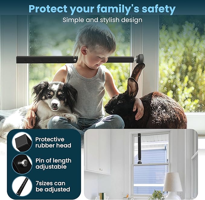 Gadgetzan 2 Pack Window Security Bars Adjustable 11"-18",Portable Short Sliding Window Lock Bar for Child Safety/Anti-Theft,Window safety lock with Rubber Base for Vertical and Horizontal Window-Black