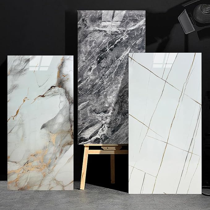 Wall Panels Peel and Stick，PVC Imitation Artificial Marble Tiles Sticker，20 pcs 23.6" L x 11.8" W，Heat-Resistant Backsplash Tile，Ideal for Kitchen Bathrooms Living Rooms Bedrooms.