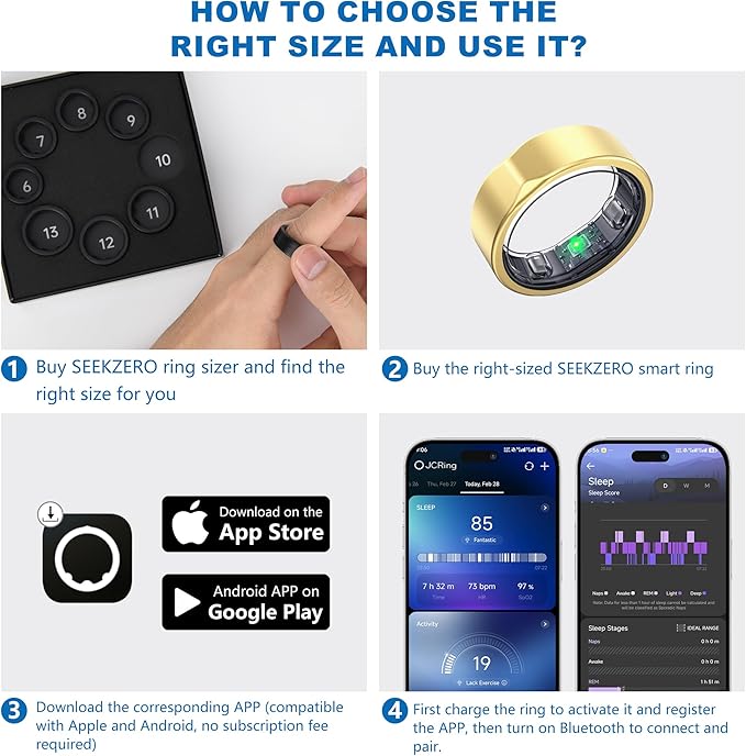 Smart Ring for Women Men, Valentine's Day Gifts, Minimalist Fitness Ring with Heart Rate, Stress, Sleep, Step, Calorie Tracking, 5ATM Waterproof for iPhone and Android,No Subscription (Rose Gold, 6)