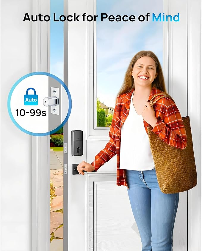 WiFi Smart Keyless Entry Door Lock Set w/Front Door Handle, 0.1s Fingerprint Biometric Unlock, APP/Passcodes/Cards Control, Auto Lock Keypad Deadbolt, Easy Install for Entry Bedroom