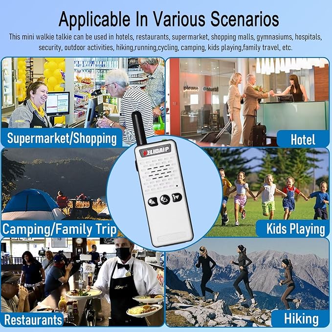 ELIDAIP T-M2 Super Mini Walkie Talkies for Adults,Rechargeable Walkie Talkies,Portable Two Way Radios for Restaurant,Camping,Running,Hotels,Hiking,Supermarket,Shopping Malls,White 2 Pack