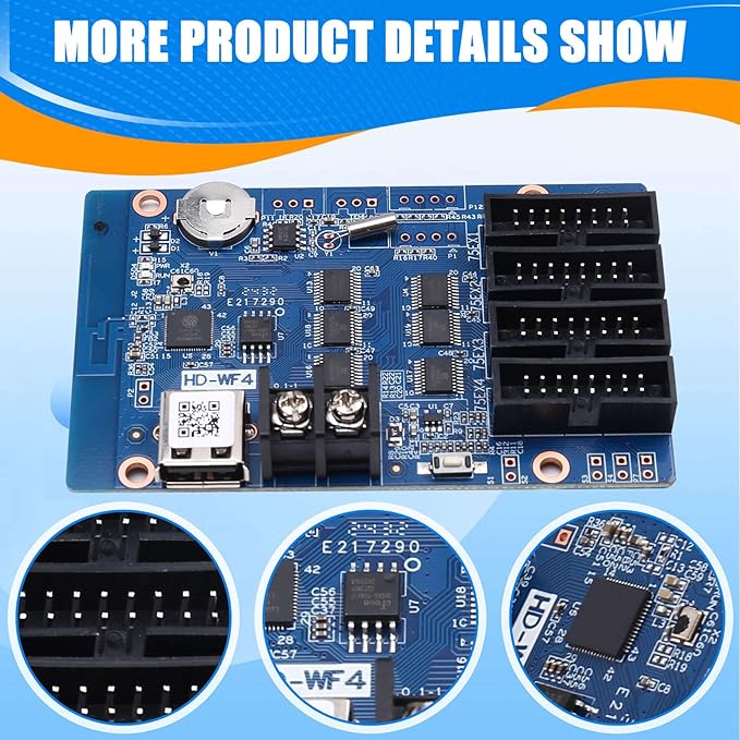 MARALANG HD-WF4 RGB Seven Color Small LED Display WiFi Control Card Module 384Wx256H Pixels HUB75 Interface Controller Panel Card