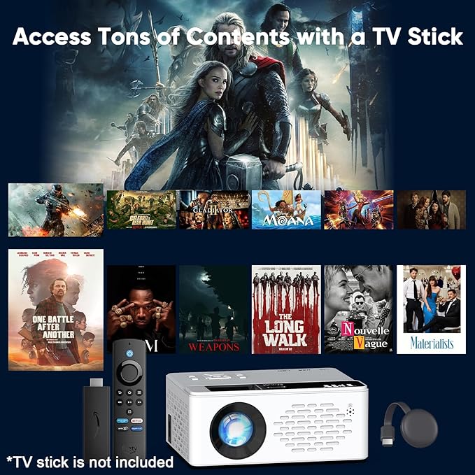 TMY 1080P Full HD Portable Mini Projector, Upgraded Bluetooth Movie Projector with Screen, Compatible with TV Stick Smartphone/HDMI/USB, Indoor & Outdoor Use