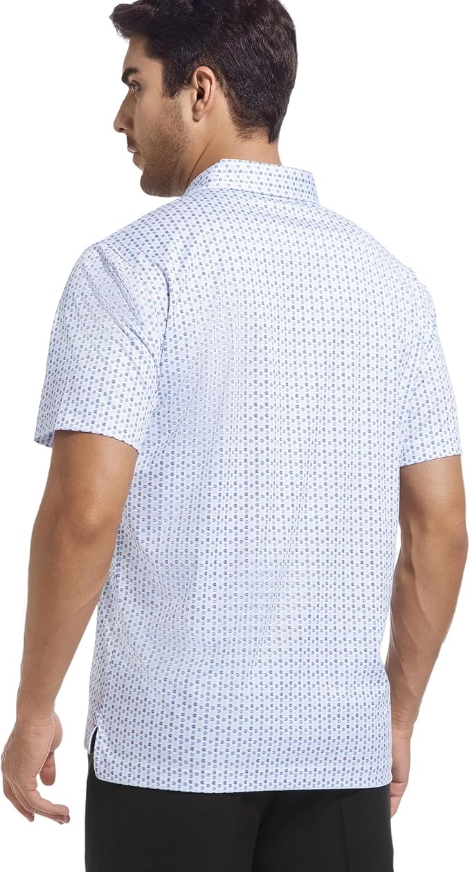 Alex Vando Mens Golf Shirt Moisture Wicking Classic Print Golf Shirts for Men