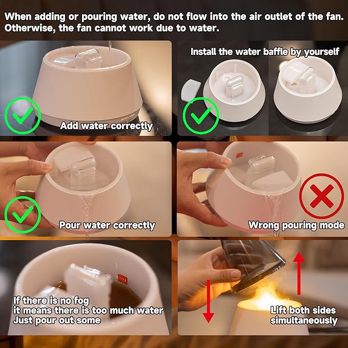 Essential Oil Diffuser, 7 Colors Flame Effect Aroma Humidifier with Timer, Ultrasonic Aromatherapy Diffuser for Home, Office, Bedroom, Yoga (White)