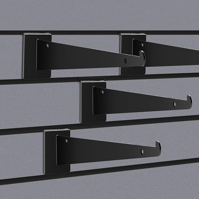 6 Pack Slat Wall Shelf Bracket 12 Inch, Heavy Duty Slatwall Shelf Brackets for Shelves, Metal Floating Slatwall Accessory with Lip for Commercial and Garage Slat Panels Shelving Display