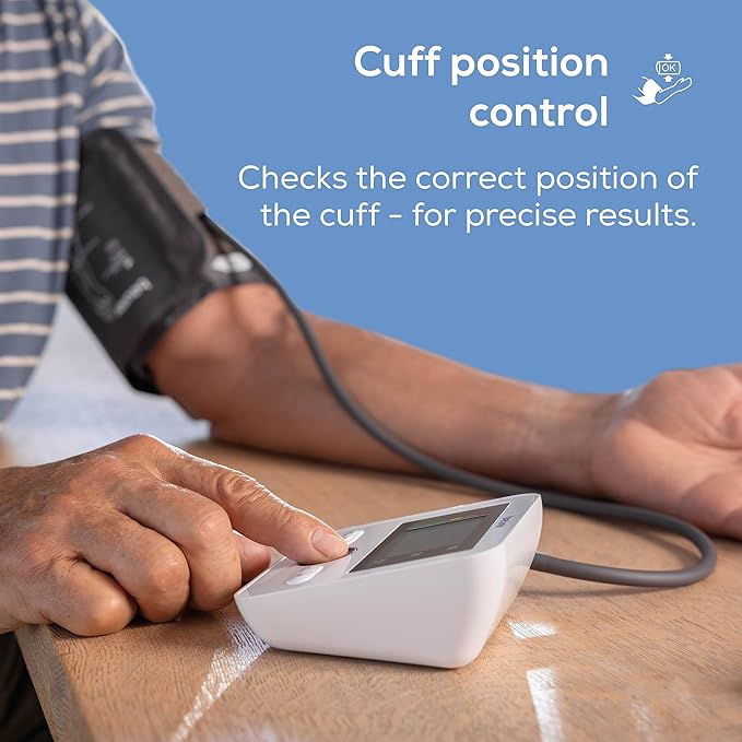 Beurer BM27 Upper Arm Blood Pressure Monitor for Home Use with Adjustable Cuff, Data Transfer to Apple Health and co., 120 Memory Sets, Irregular Heart Rate Detection, Risk Indicator