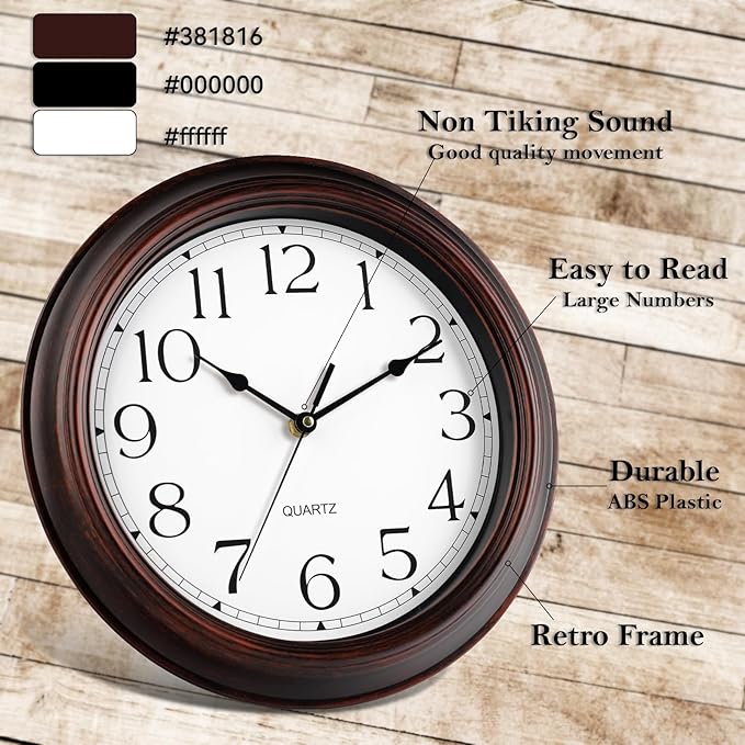 KECYET Wall Clocks Battery Operated Silent Non-Ticking Wall Clock 8.5 Inch Small Vintage Retro Rustic Style Decorative for Kitchen Living Room Home Office (Bronze)
