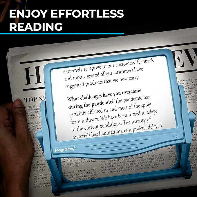MagniPros 5X Large LED Hands-Free Full Page Magnifying Glass - Image 2