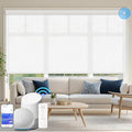COOLWINDS Motorized Blinds with Remote Cordless Automatic Motorized Shades Custom Blinds for Windows Smart Curtains Compatible with Alexa Google Home(Light Filtering Jacquard White,W40 x H72in)