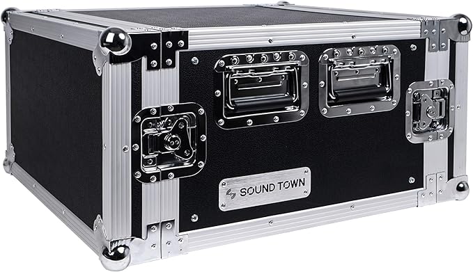 Sound Town 6U PA/DJ Rack/Road Case, 6-Space, with 21” Depth, Plywood, Metal Ball Corners - Pro Tour Grade (STRC-6U)