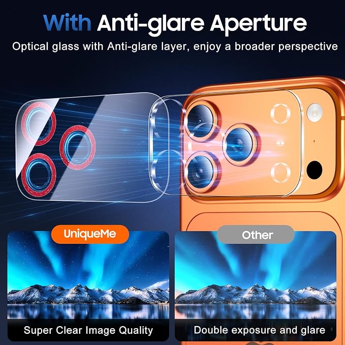 UniqueMe Compatible for 3 Pack iPhone 17 Pro Camera Lens Protector - Image 4