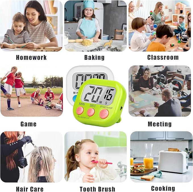 ZILLEEN Classroom Timer for Kids Teachers 2 Pack Digital Timers, White & Green