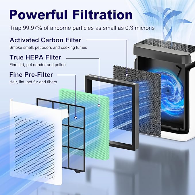 PETOX Vital 200S Toxin Absorber Replacement Filter for LEVOIT Vital 200S and Vital 200S-P Air Purifier, True HEPA and High-Efficiency Activated Carbon Filter, Vital 200S-RF-TX, 2 Pack, Green