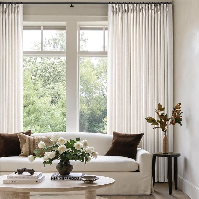 Memory Trained Pinch Pleated Curtains 105 Inches Long, Viral Linen Pinch Pleat - Image 5