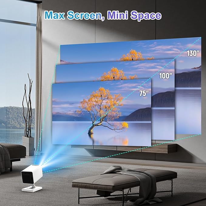 [Built-in Apps & 2026 Upgraded] Mini Projector｜Portable Projector 1080P/4K Support｜Smart Projector with Auto Keystone Correction｜Home/Movie Projector for Phone/TV Stick/Laptop