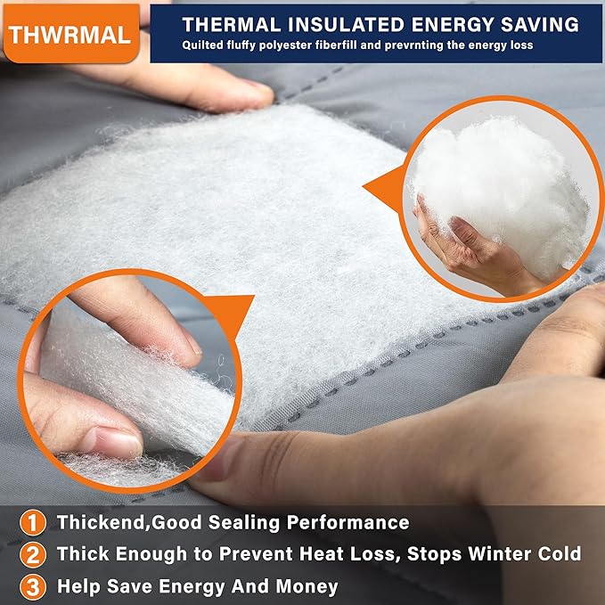 Magnetic Thermal Insulated Door Curtain, Fits Door Size 32" x 80",Durable Oxford Cloth&Thicken Polyester Fiber Fill, Efficient Temperature Control, Durable Construction, Soundproof and Windproof