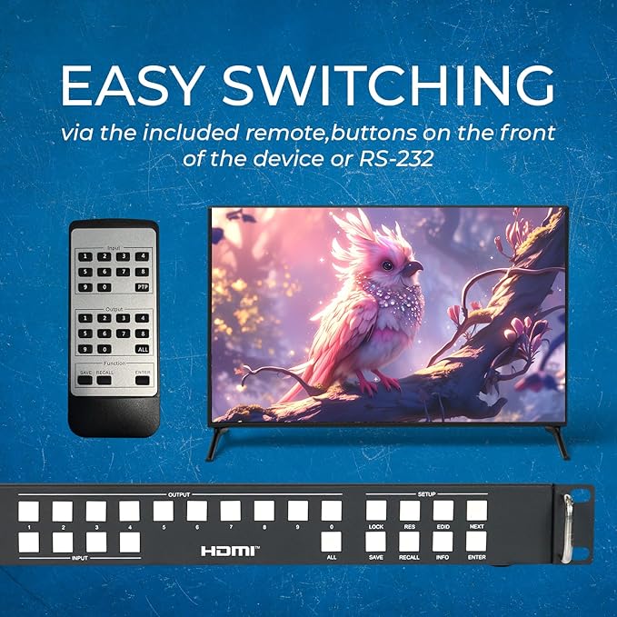 OREI 4K 4x16 HDMI Matrix Video Wall Controller Processor Multiviewer Display Upto 4K 60hz 4x4, 2x1, 1x2, 1x3, 1x4 Supports 180 Degree Rotate Audio Extraction (UHD-416MVW)
