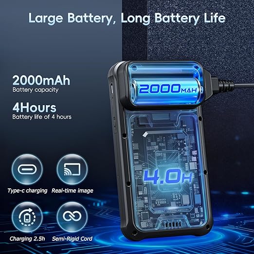 SKYBASIC Industrial Endoscope Borescope Camera with Light, 4.3'' HD Digital Handheld Waterproof Sewer Tools Snake Inspection Camera with 8 LED Lights 65.6FT Semi-Rigid Cable, Cool Gift Gadgets for Men