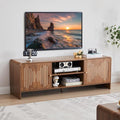MAHYIZYI 58'' TV Stand for 65 inch TV, Mid Century Modern Entainment Center with Storage Cabinets & Open Shelf, Wood Media TV Console Table for Living Room, Office