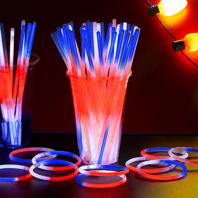 JOYIN 72 Pcs July 4th Glow Sticks Bulk - Image 8