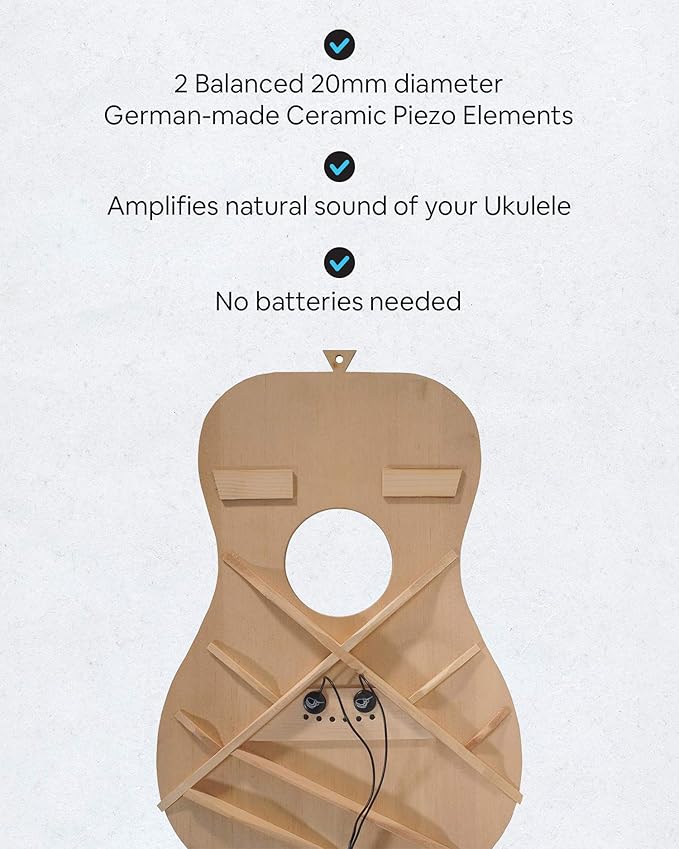 Journey Instruments Passive Piezo Ukulele Acoustic Pickup – EP003K Two Balanced German-made Passive Pickup Elements – Piezo Pickup for Ukuleles (Ceramic)
