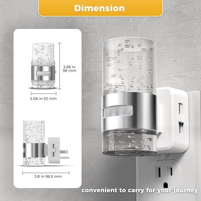 L LOHAS LED Motion Sensor Night Light,Dimmable Night Lights Plug into Wall, 3000K Night-Lights with 0-100 LM Adjustable, Acrylic Bubble Plug in Nightlight for Bathroom Hallway Nursery