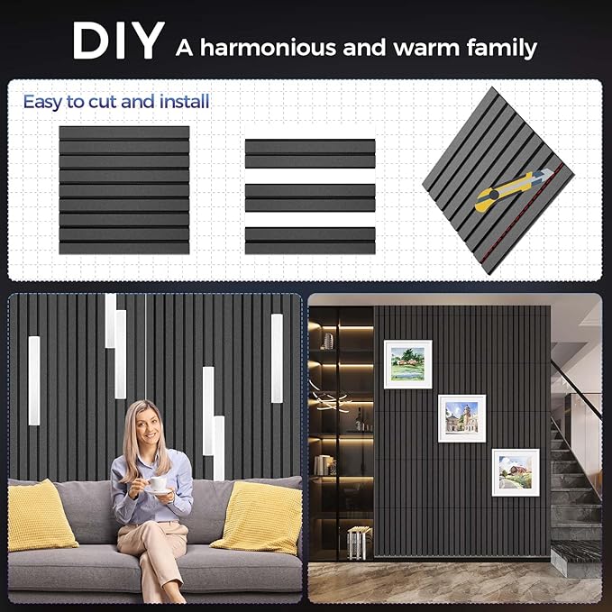BSHEAD 8 Pack Large Soundproof Wall Panels, 15.7 x 15.7 x 0.47 in Sound Proof Foam Panels for Walls, 1.2lb/ft³ High Density, Thicker 0.47in, Acoustic Panels, Sound Dampening Panels Black
