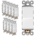 LIDER Matte White Minimalist Design Decorator Switch, Frameless Paddle Wall Light Switch, On/Off Rocker Switch, 3-Way or Single Pole, Residential Grade, UL Listed, 3 Wire, 15A 120-277VAC, 10 Pack
