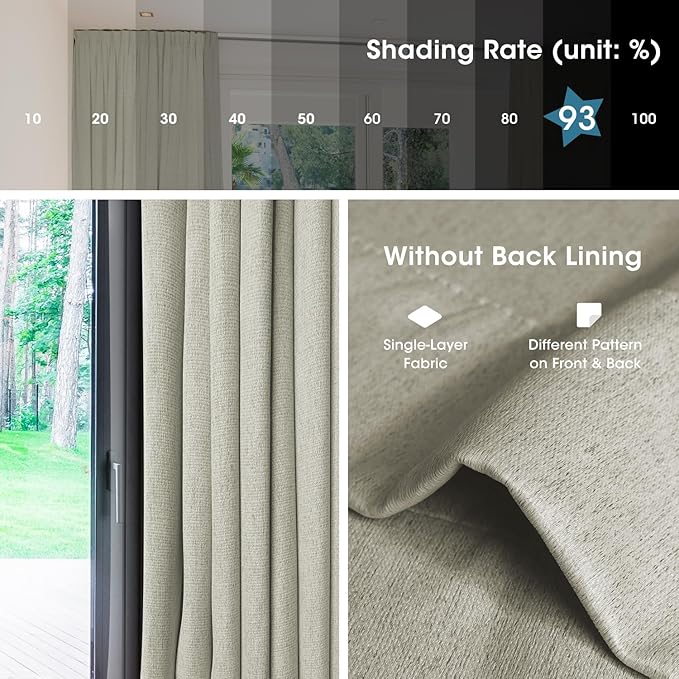 SmartWings Automatic Curtain Opener with Drapery, Motorized Vertical Blinds with Remote, Electric Closet Doors Sliding Panels Compatible with Alexa Google Homekit, 93% Blackout Light Khaki