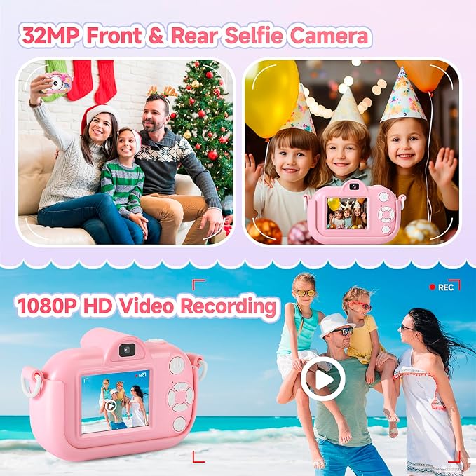 Kids Camera for Toddler Girls Boys Aged 3-9, YEEHAO 32MP Kids Toys Digital - Image 4