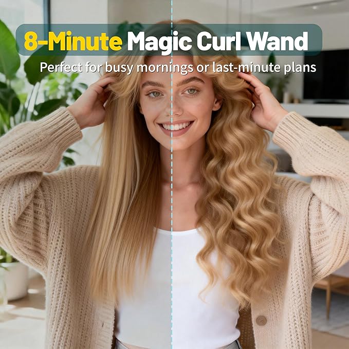 Inovocare Upgraded Automatic Rotating Curling Iron - CurlPro Plus Long Barrel Curling Wand for Long Hair, Ceramic Hair Curler for Women, Anti-Scald, Tangle-Free, 600M Ionic, Dual Voltage (Lavender)