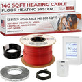 LuxHeat 140sqft Floor Heating Cable Kit - 240v Infloor Heat System - Heated Flooring System Includes UDG4 Programmable Thermostat w/GFCI, Heating Cable, Strapping, Floor Sensor & Alarm