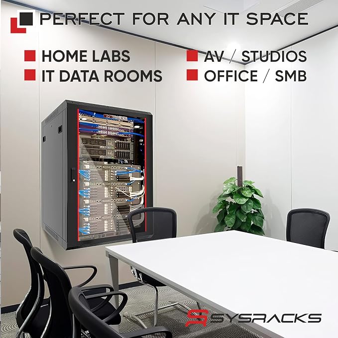 18U Wall Mount Server Rack Cabinet – 19" Network Rack Enclosure, PDU & Shelf - Image 9