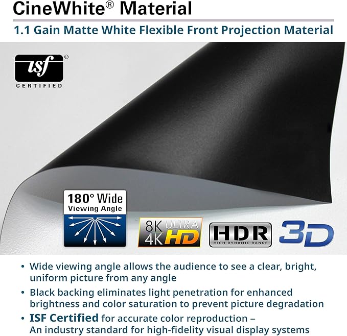 Elite Screens Kestrel Tab-Tension 3 CineWhite, 150 inch 16:9 Aspect Ratio, ISF Certified, Electric Floor-Rising Motorized Tab-Tensioned Front Projector Screen, Programmed Remote Kit, FTE150H3