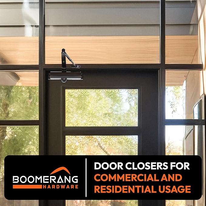 Boomerang Medium Duty Automatic Commercial Door Closer - D703 Hydraulic UL 3 hr. Fire Rated Closer, Surface-Mounted Size 3 for Home & Light Commercial Doors, Dark Bronze (US10B)