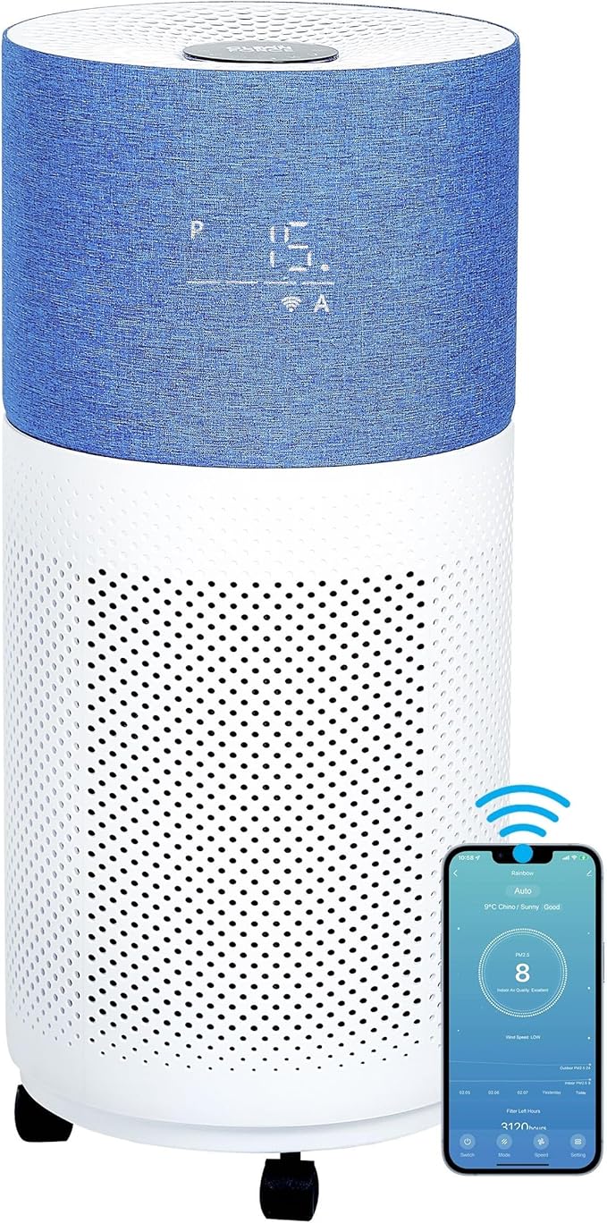 CleanForce Air Purifiers for Home Large Room Up to 2550 ft², H13 HEPA Air Cleaner Works with Alexa for Dust, Allergens, Pollen, Pet Hair Dander, Odors, CERTIFIED asthma & allergy friendly, Rainbow