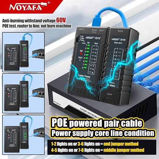 NOYAFA Network Cable Tester for RJ45, RJ12 /Cat5, Phone Line Cat3, Ethernet - Image 5