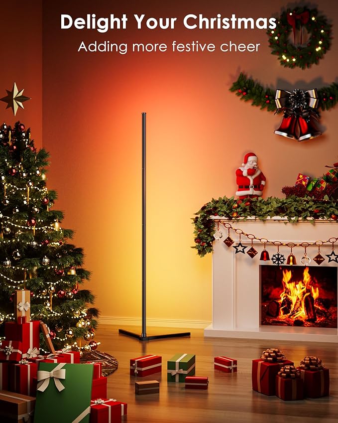 boostool LED Corner Lamp, 65" RGB Corner Floor Lamp with 16 Million DIY Colors, 216 Dynamic Light Effects and Music Sync - App and Remote Control LED Lamp for Bedroom, Living Room, Gaming Room