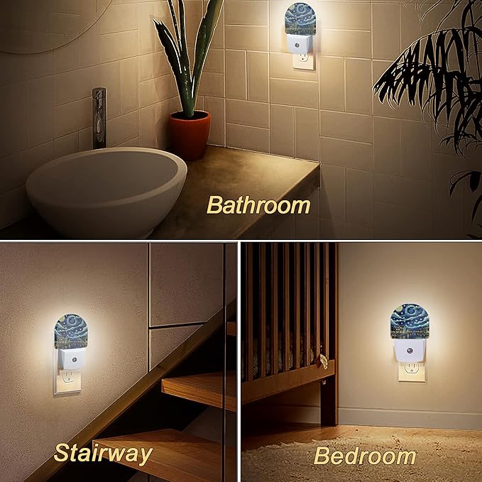 YESPOAK Night Light,Amsterdam at Night Night Lights Plug Into Wall with Dusk to Dawn Sensor for Bedroom Bathroom and Living Room for Women/Girls Gift