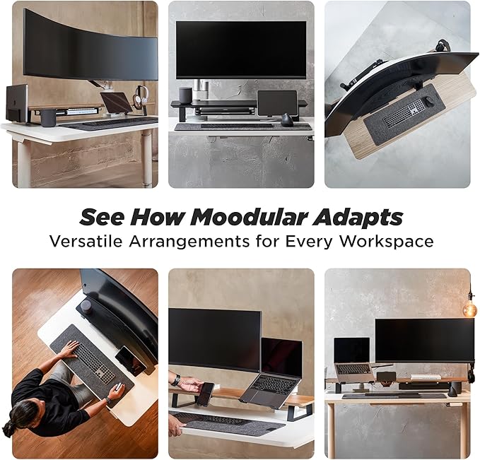 ULTRARM Moodular Add-ons Storage Tray [Accessory Only - Requires Moodular Wooden Monitor Stand Slide Rails for Use] Black MSA-TR