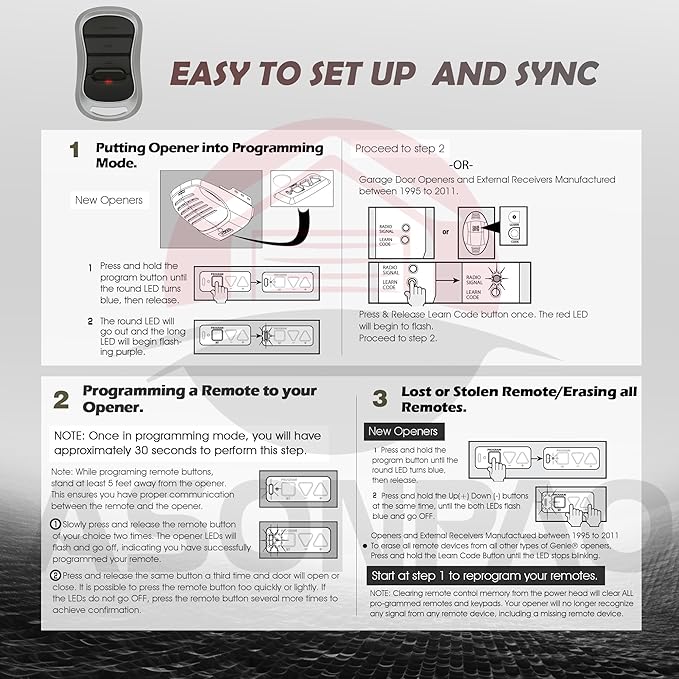 3 for Genie Garage Door Opener Remote G3T-A G3T-R G3T-BX Intellicode【10-Years-Warranty】