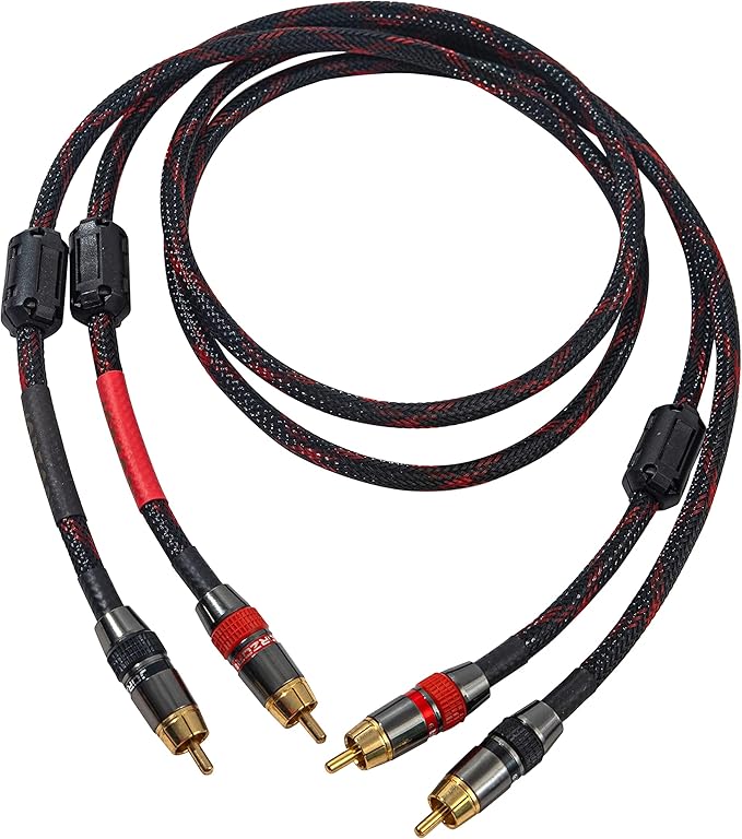 JORZOR RCA Cable, 2RCA Male to 2RCA Male Stereo Audio Cables 【Hi-Fi Sound】 Braided RCA Stereo Cable for Home Theater, HDTV, Amplifiers, Hi-Fi Systems, Car Audio, Speakers (2M(6.6FT))