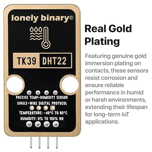 Lonely Binary 6pcs DHT22 DHT11 Gold Edition Digital Temperature Humidity Sensor Set AM2302 Weather Station Monitor for Arduino ESP32 S3 Raspberry Pi Project