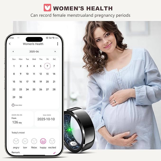 RIFESI Smart Ring for Women Men, Fashion Minimalist Fitness Ring & Sleep Tracker Ring with Heart Rate, Blood Pressure,5ATM Waterproof Health Ring,Gifts for Women Men Gift,No Subscription (9,Black)