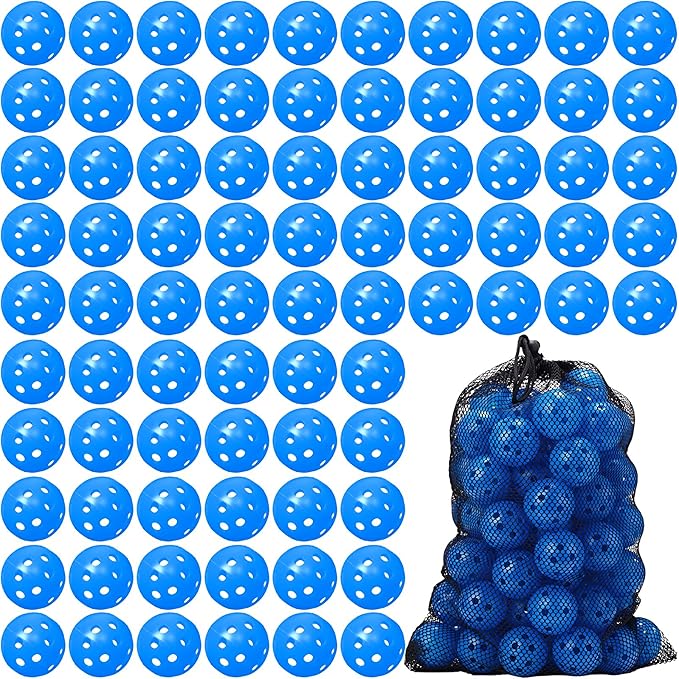 80 Pack Practice Golf Balls Limited Flight 42 mm Golf Training Airflow Hollow Plastic Ball for Women Men Indoor Outdoor Driving Range Swing Practice Home