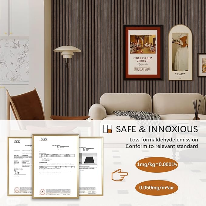 ARMURO Wood Panels for Wall 2 PCS - Extra-Long Wood Slat Wall Panel - DIY Acoustic & Soundproof Wood Wall Panels - 3d Wall Panels Peel and Stick Noise Reducing Feature Wall - (Black 11.8" W x 94.5" L)