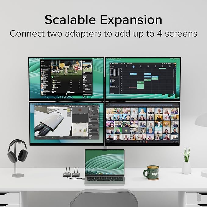 Plugable USB C to HDMI Adapter, Dual Monitor 4K 60Hz for Apple Mac M1/M2/M3, DisplayLink Multiple Displays for Thunderbolt MacBook or iMac, Driver Required (USBC-6950M)