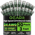 GEARit Cat 6 Ethernet Patch Cable 3 ft Green Cat6 Patch Cables 3ft by GEARit